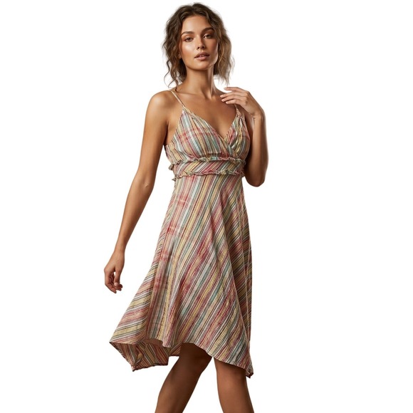 Free People Dresses & Skirts - VTG Free People Madras Plaid Babydoll Dress Y2K Smocked Boho Size 4 RARE